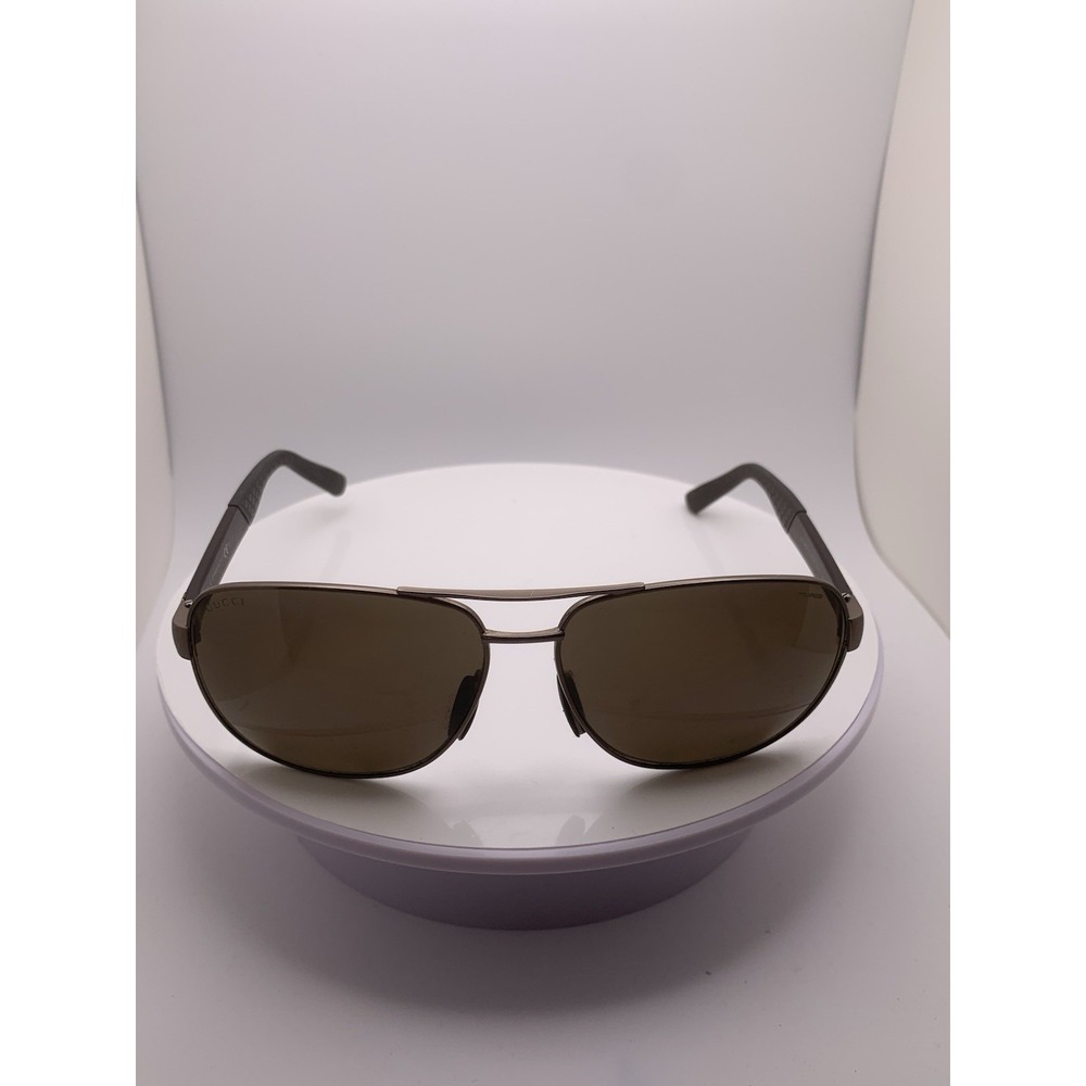 GUCCI GG 2260 F S JOLSP Sunglasses Unisex Silver Dark Brown 63-14-135 Polarized